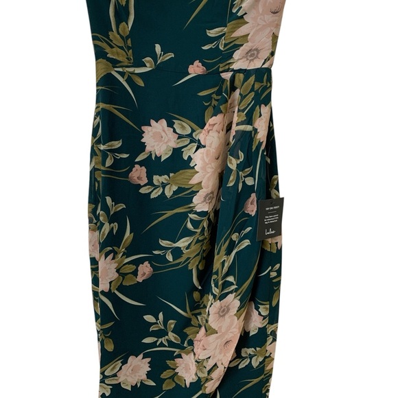 Lulu's Teal and Pink Floral Dress - Picture 3 of 5